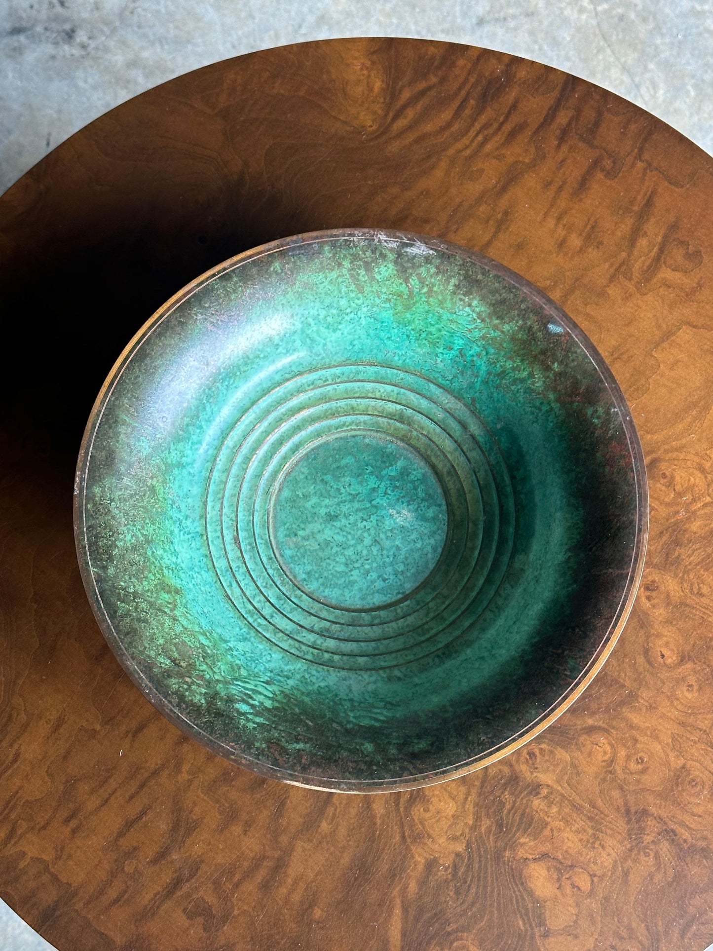 Vintage Patinated Bronze Low Bowl, Sweden, 1960s