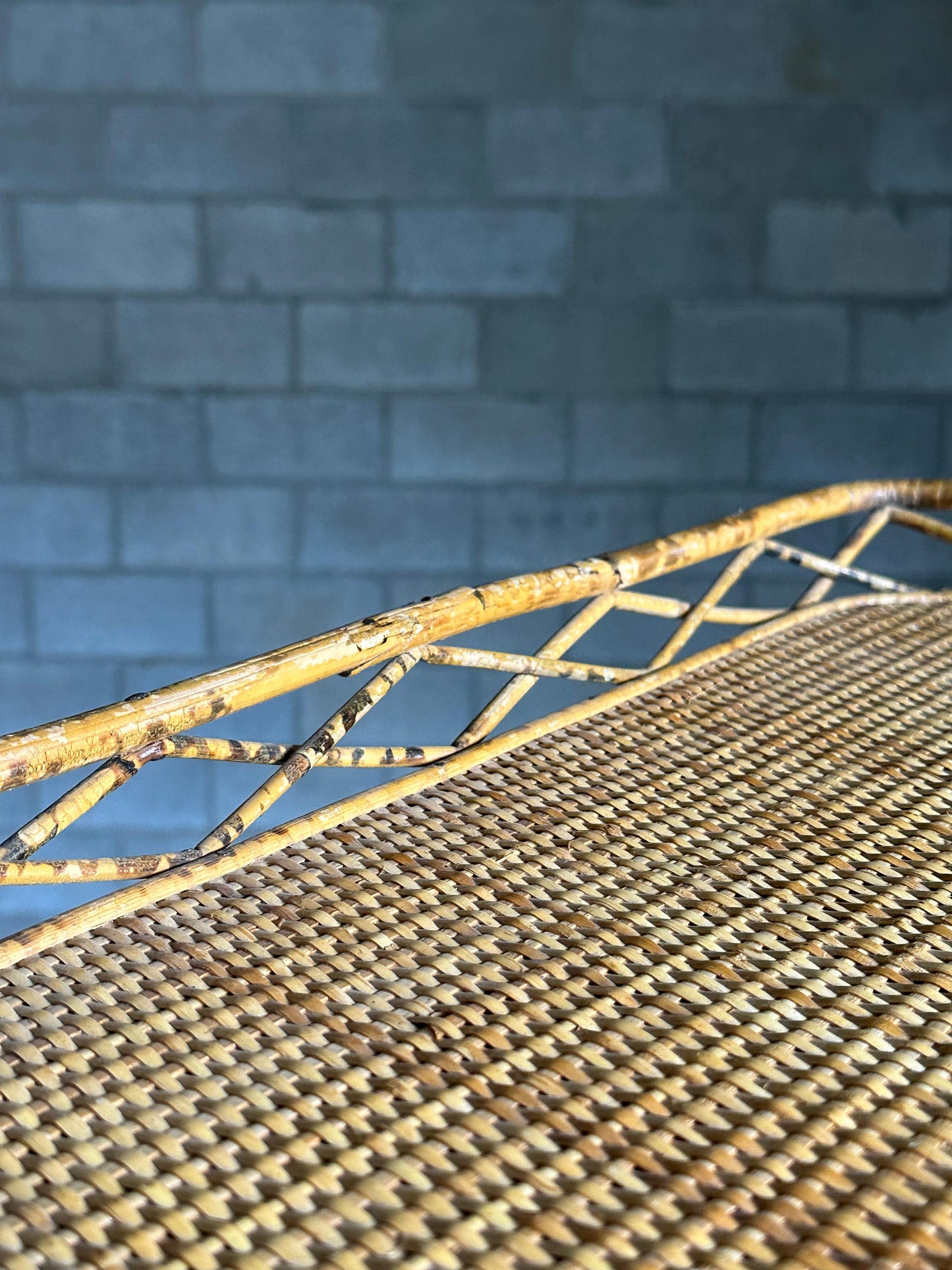 Burnt Bamboo and Cane Serving Tray