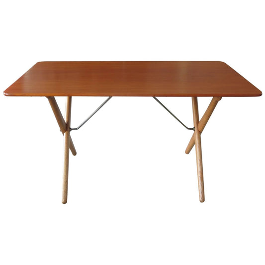 Frisman Vintage Hans Wegner Occasional Table for Andreas Tuck with Brass Stretchers