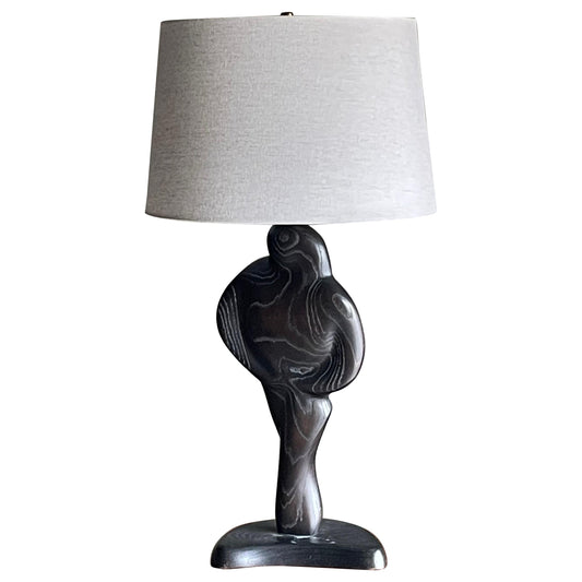 Frisman Vintage Black Cerused Sculptural Table Lamp Attributed to Yasha Heifetz