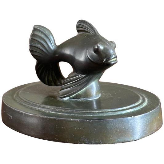 Frisman Vintage Just Andersen Fantail Fish Paperweight, 1930s, Art Deco