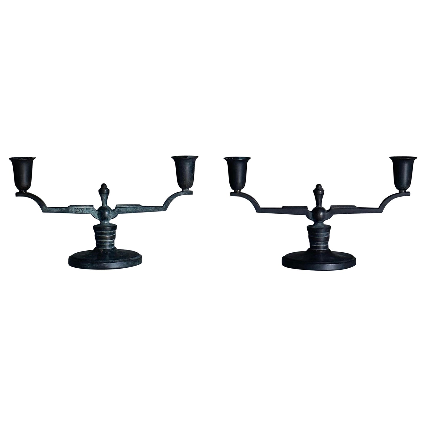 Bronze Candelabras by Nils Johan for äkta Brons Svensk Vara, a Pair