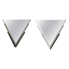 A Pair Of  Curtis Jere Triangular Brass Mirrors 1982