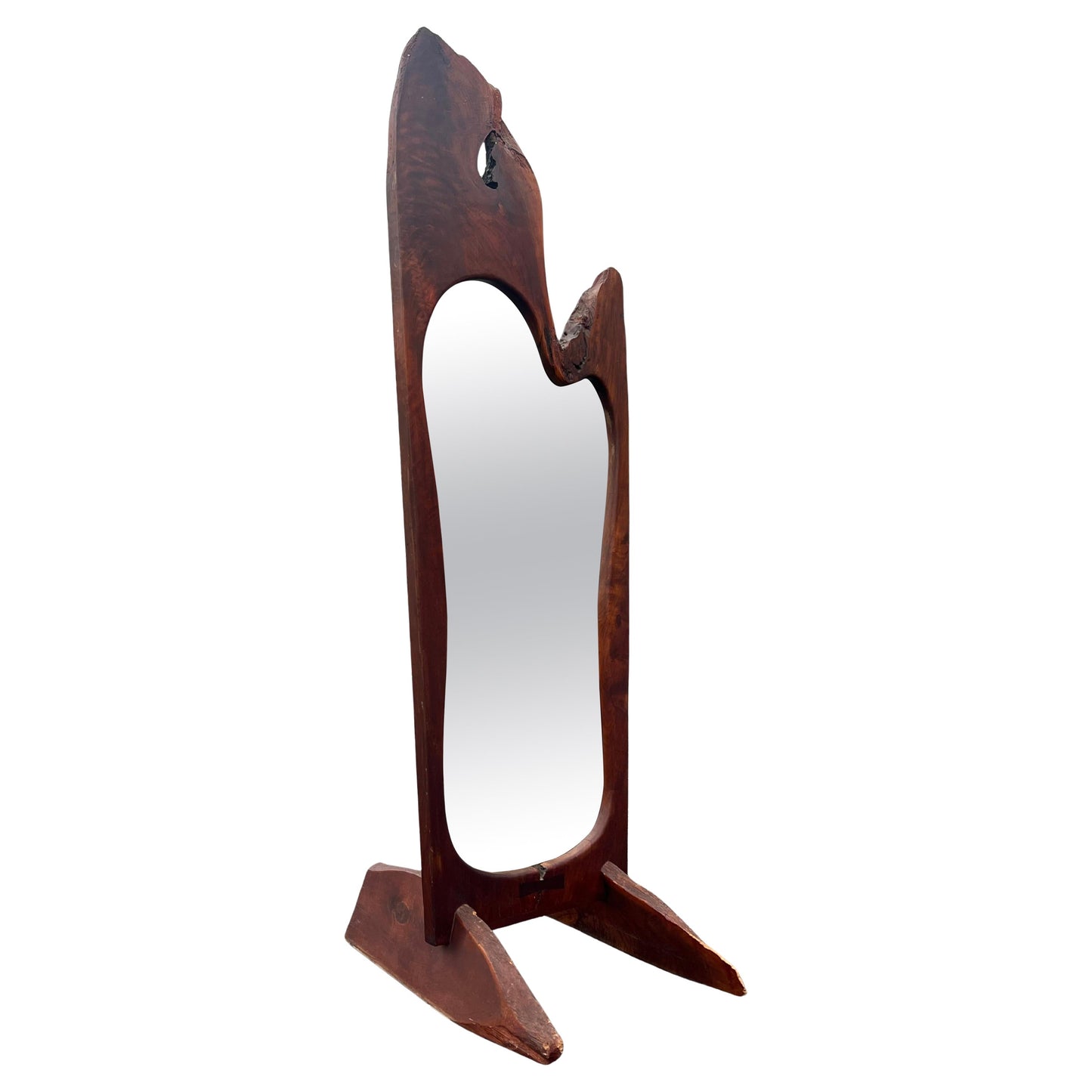 Live Edge Organic Mirror By Richard Rothbard 1971 Solid Walnut