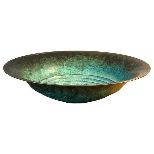 Frisman Vintage Vintage Patinated Bronze Low Bowl, Sweden, 1960s