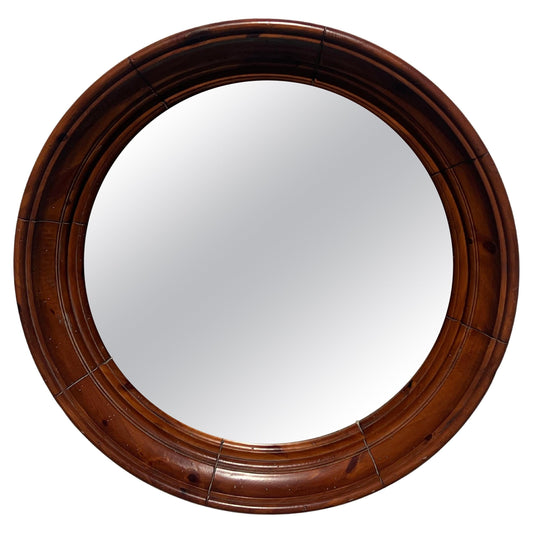 Frisman Vintage Large Pine Porthole Mirror Ca' 1980's