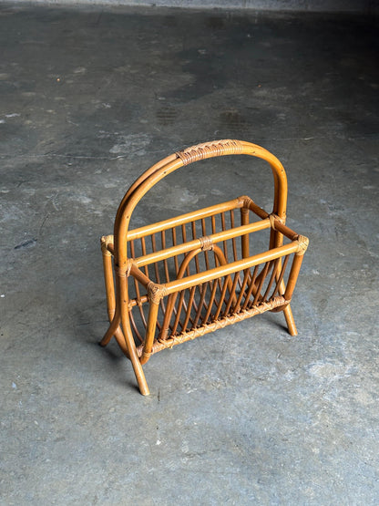 Vintage Modernist Bamboo Magazine Rack