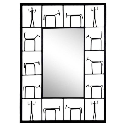 Frisman Vintage Exceptional Iconic 1950s Frederick Weinberg Wrought Iron Brutalist Wall Mirror