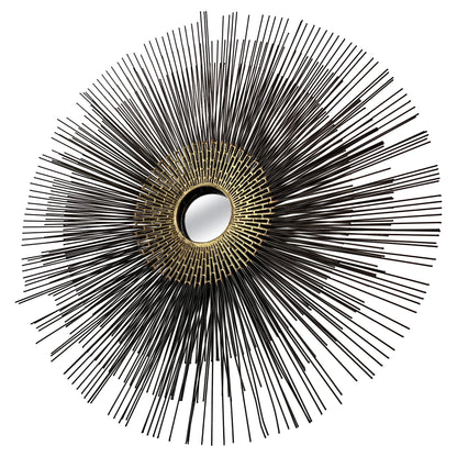 Frisman Vintage Brutalist Sunburst Wall Sculpture Mirror by William Friedle, 1970s