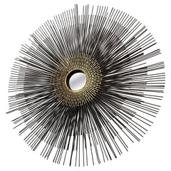 Brutalist Sunburst Wall Sculpture Mirror by William Friedle, 1970s