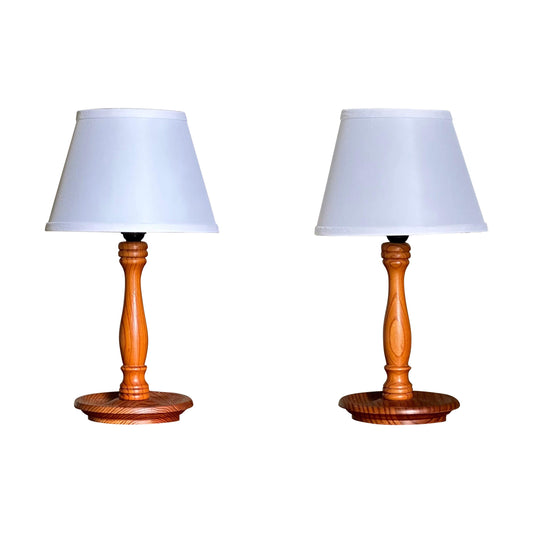 Frisman Vintage Swedish Turned Pine Table Lamps- A Pair