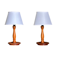 Swedish Turned Pine Table Lamps- A Pair