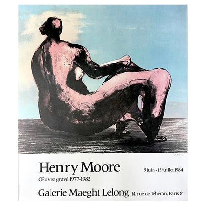 Frisman Vintage Vintage Original Henry Moore Exhibition Poster Reclining Woman Gallery Maeght