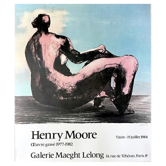 Frisman Vintage Vintage Original Henry Moore Exhibition Poster Reclining Woman Gallery Maeght
