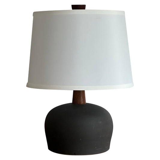 Frisman Vintage Jane and Gordon Martz Minimalist Ceramic Table Lamp in Walnut and Ceramic