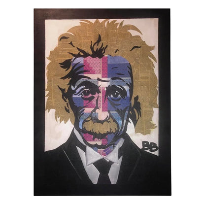 Frisman Vintage 80s Original Pop Art Albert Einstein Periodic Table Face Mixed Media Art Collage