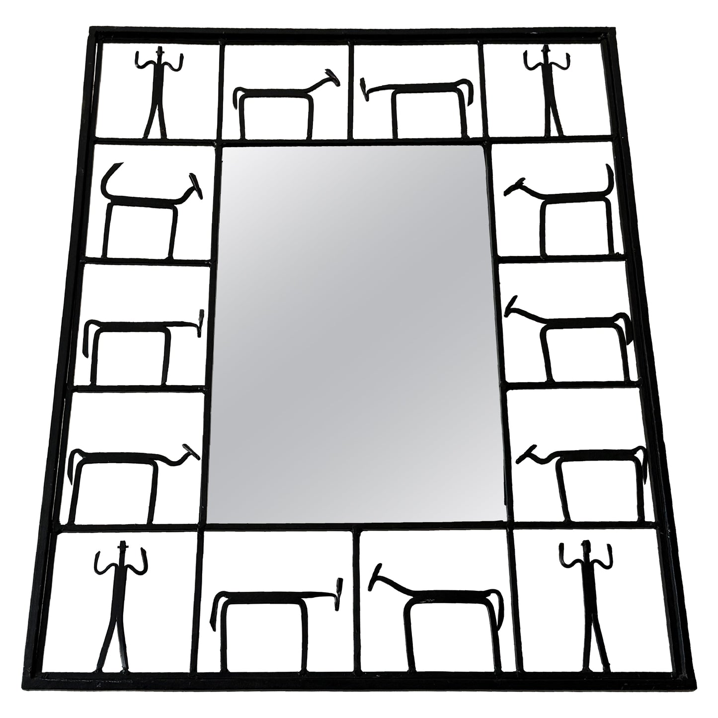 Frisman Vintage Vintage Frederick Weinberg Style Wrought Iron Brutalist Wall Mirror