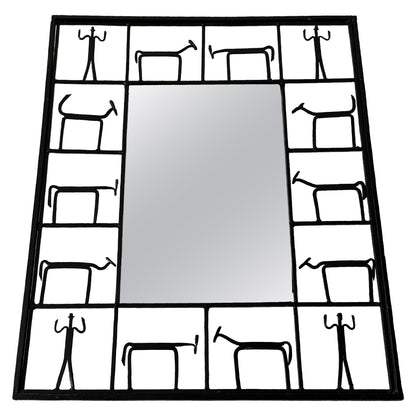 Frisman Vintage Vintage Frederick Weinberg Style Wrought Iron Brutalist Wall Mirror