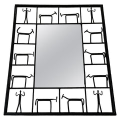Vintage Frederick Weinberg Style Wrought Iron Brutalist Wall Mirror