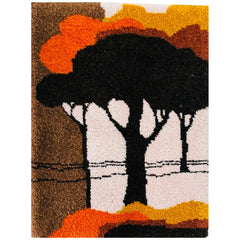70s Scandinavian Marimekko Abstract Landscape Rya like Rug Wall Art Hanging