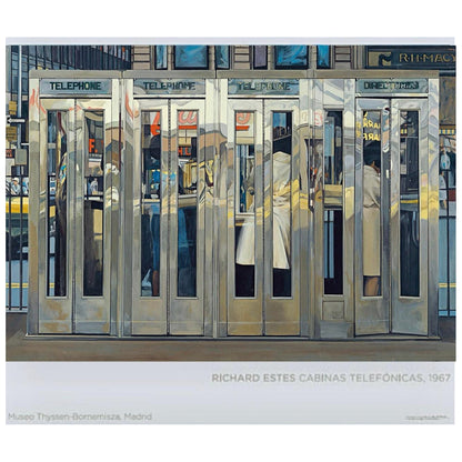 Frisman Vintage Richard Estes Photorealism 2007 Exhibition Lithograph Telephone Booths N Y C