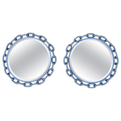 A Pair Of Chainlink Steel Industrial Style Mirrors Heavy
