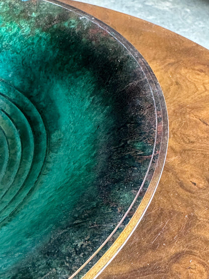 Vintage Patinated Bronze Low Bowl, Sweden, 1960s