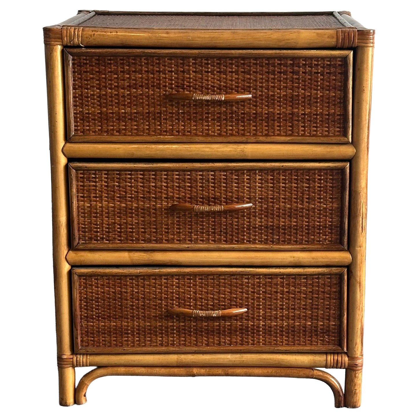 Frisman Vintage Bamboo and Cane British Colonial Style Small Chest