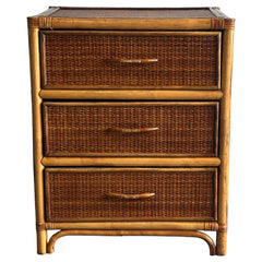 Bamboo and Cane British Colonial Style Small Chest