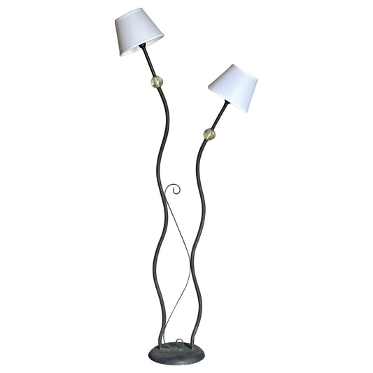 Frisman Vintage 1980s American Modernist Designer Postmodern Metal and Acrylic Floor Lamp