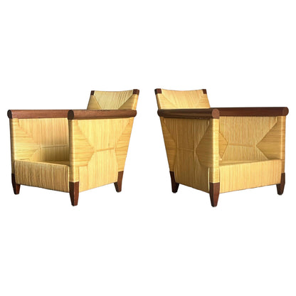 Frisman Vintage 1990s John Hutton for Donghia Merbau Lounge Chairs