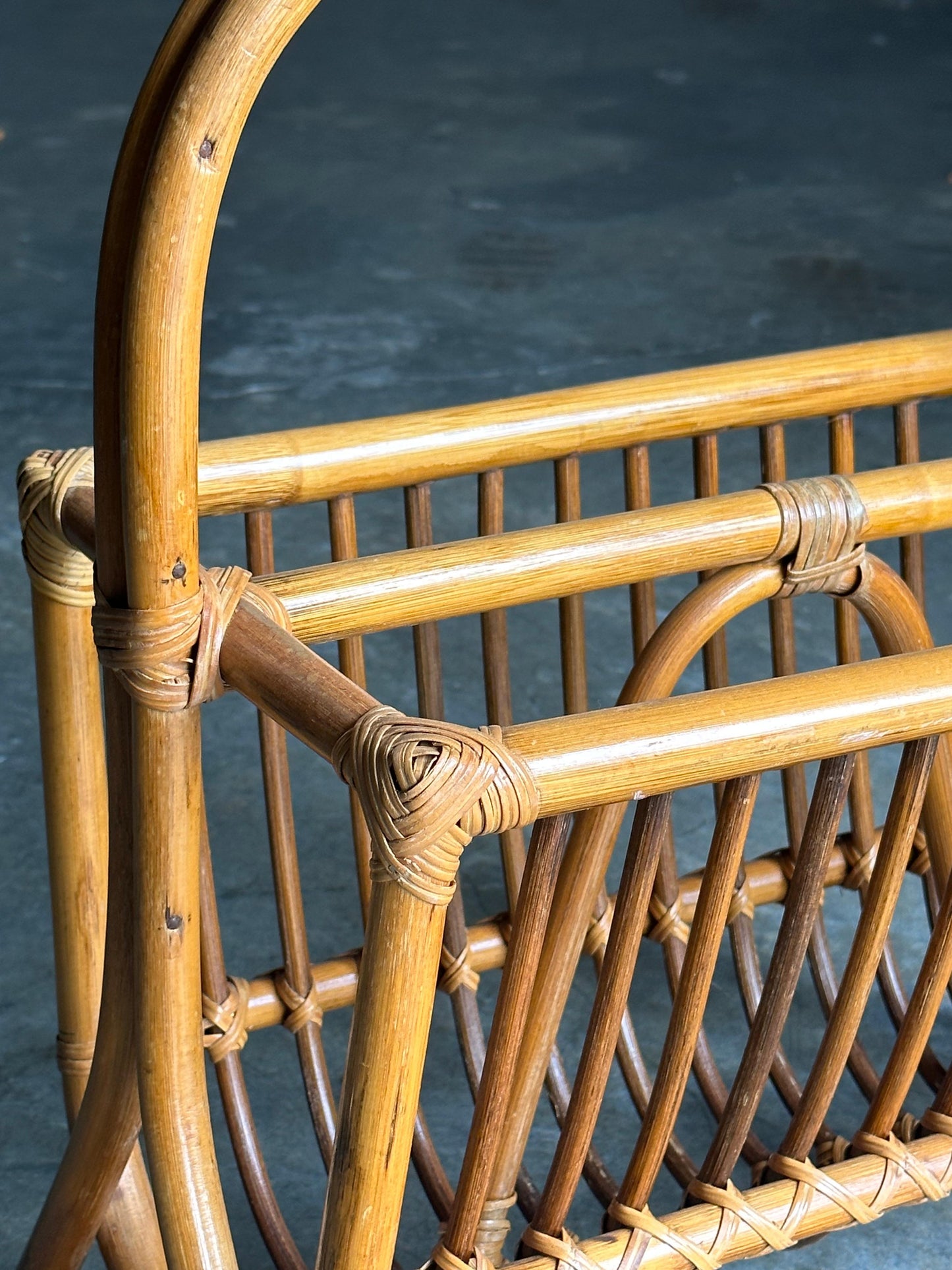 Vintage Modernist Bamboo Magazine Rack