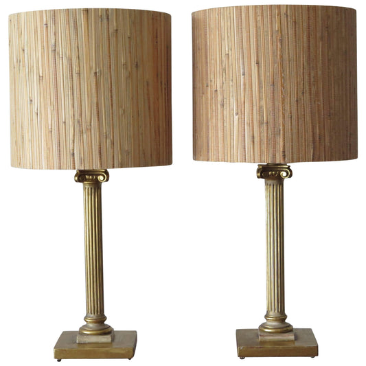 Frisman Vintage Pair of Maison Jansen Table Column Lamps