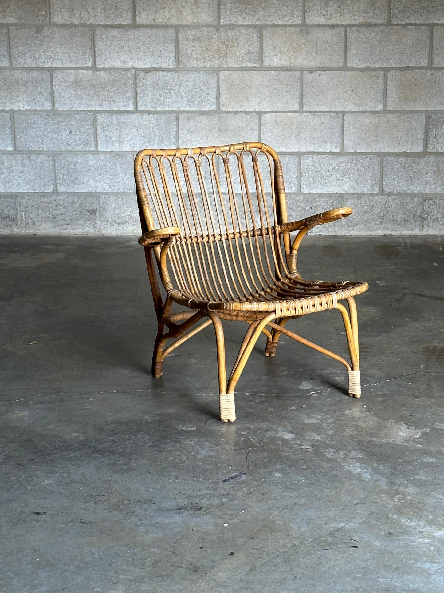 Frisman Vintage Scandinavian Bamboo Chair Attributed to Tove Kindt Larsen