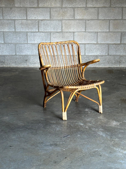 Frisman Vintage Scandinavian Bamboo Chair Attributed to Tove Kindt Larsen