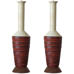 Pair of Large Scale Marcello Fantoni Ceramic Lamps