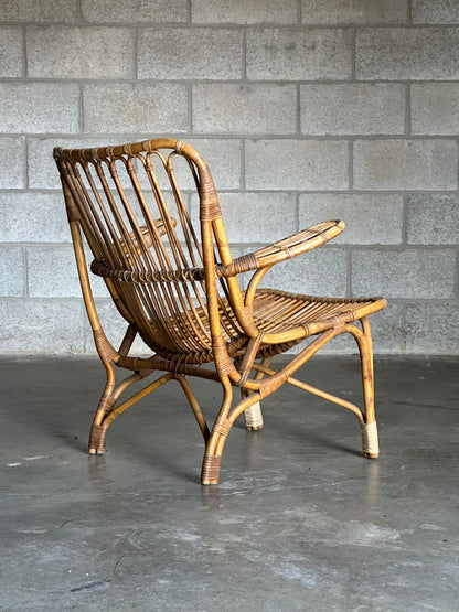 Frisman Vintage Scandinavian Bamboo Chair Attributed to Tove Kindt Larsen