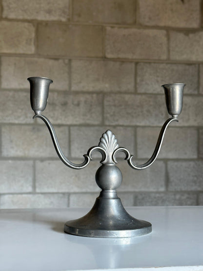 Swedish Grace Candelabras by Firma Svenskt Tenn in Pewter- a Pair