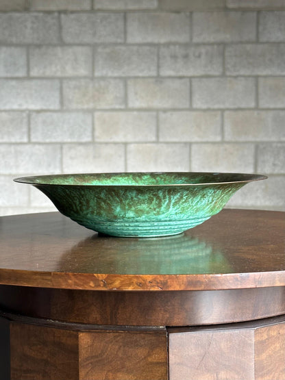 Vintage Patinated Bronze Low Bowl, Sweden, 1960s