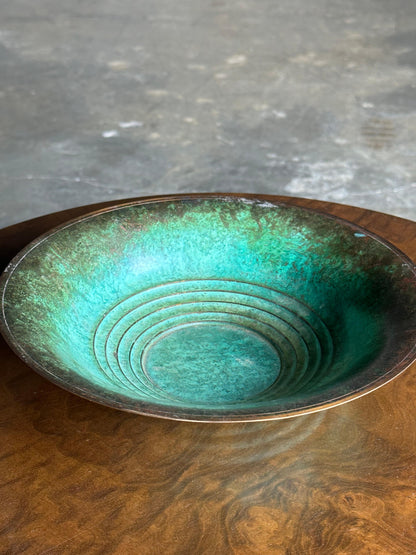 Vintage Patinated Bronze Low Bowl, Sweden, 1960s