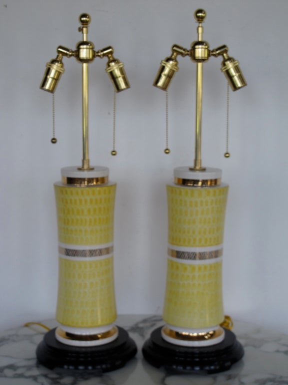 Frisman Vintage Pair of Elegant Ceramic Lamps by Waylande Gregory