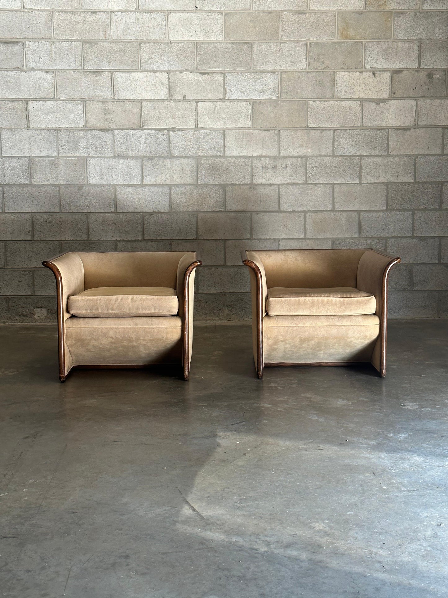 Ward Bennett for Brickel Associates Postmodern Pair of Club Chairs