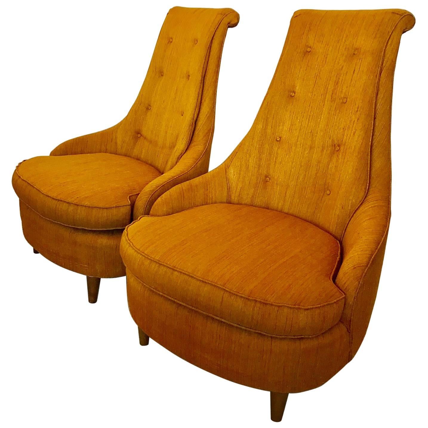 frisman vintage Pair of Karpen High Back Slipper Chairs