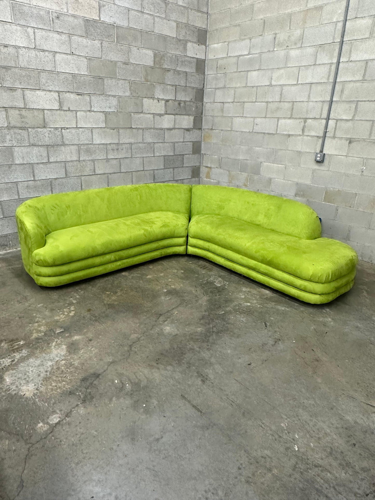 Frisman Vintage Postmodern Serpentine Sectional With Stacked Base