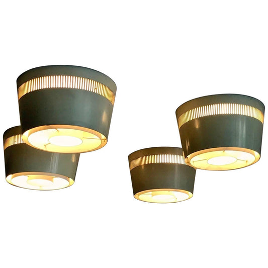 Frisman Vintage Set of Four Ceiling Lights by Itsu, Finland, 1950s