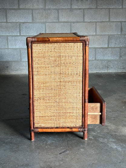 Frisman Vintage 1980s Faux Bamboo and Cane Sideboard