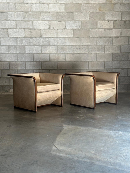 Ward Bennett for Brickel Associates Postmodern Pair of Club Chairs