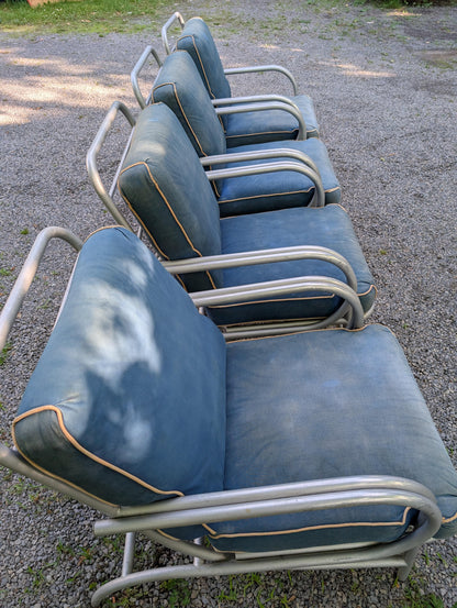 Frisman Vintage A Set Of Four Modernist Armchairs ca' 1950's Aluminum For Patio/Garden