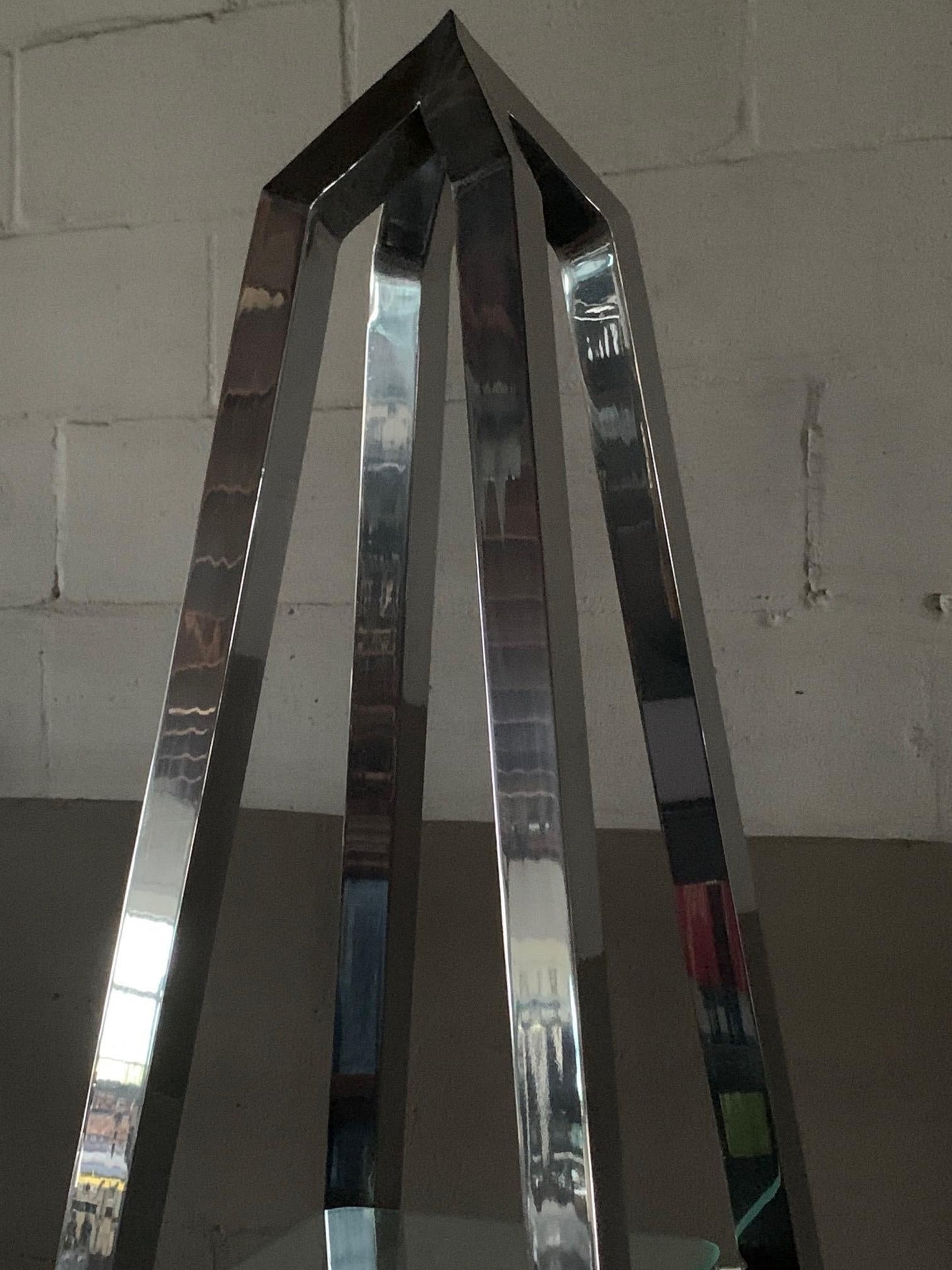Frisman Vintage Pair of Obelisk Étagères in Polished Aluminum