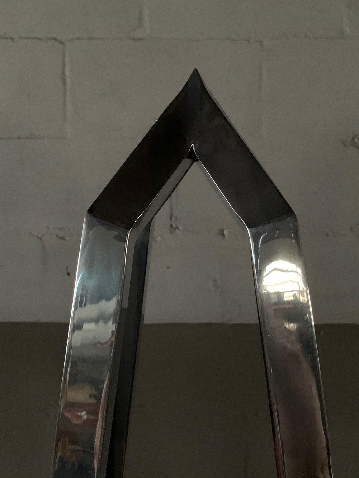 Frisman Vintage Pair of Obelisk Étagères in Polished Aluminum